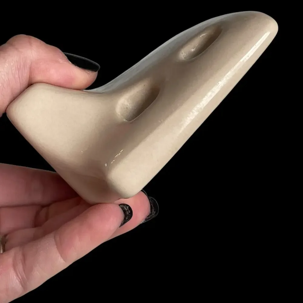 Vintage Porcelain Toothbrush Holder Wall Mount Bathroom 4 Slot Taupe Beige READ